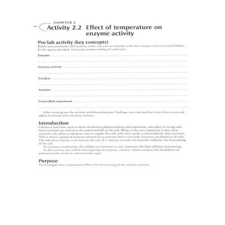 Enzymes and temperature prac