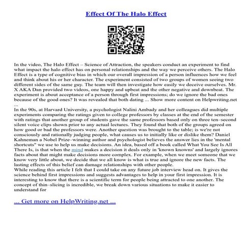 Effect Of The Halo Effect