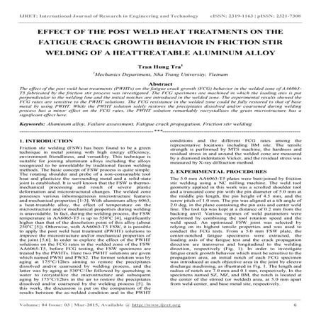 Effect of the post weld heat treatments on the fatigue crack growth behavior ...