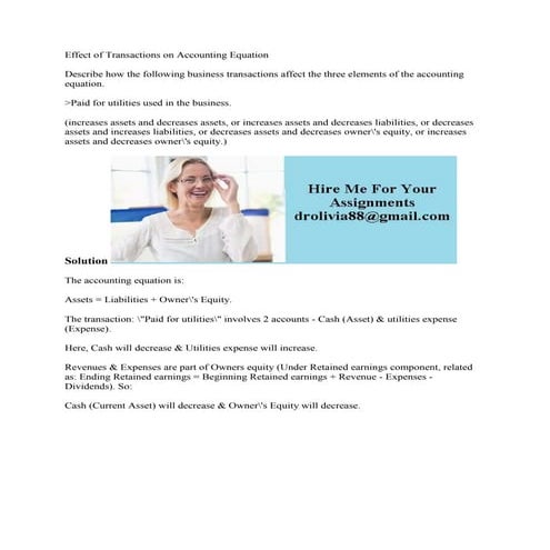 Effect of Transactions on Accounting Equation Describe how the followi.docx