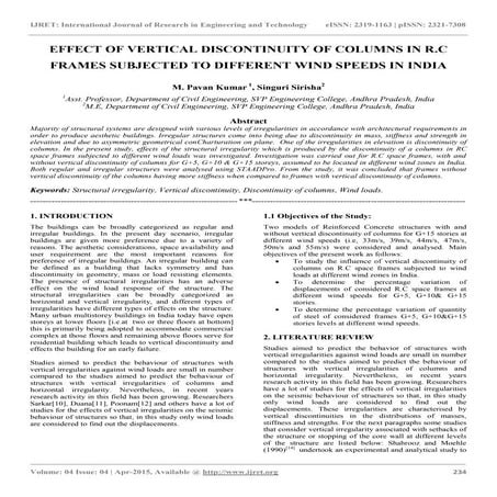 Effect of vertical discontinuity of columns in r.c frames subjected to differ...