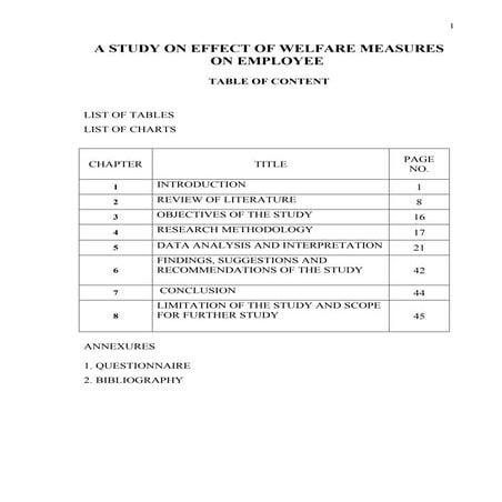 Effectofwelfaremeasuresonemployeemorale