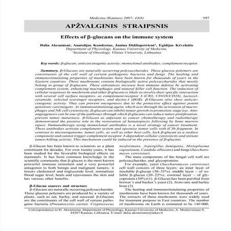 Effects of  Beta-glucans on the immune system