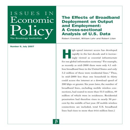 The Effects of Broadband Deployment on Output and Employment: A Cross-section...
