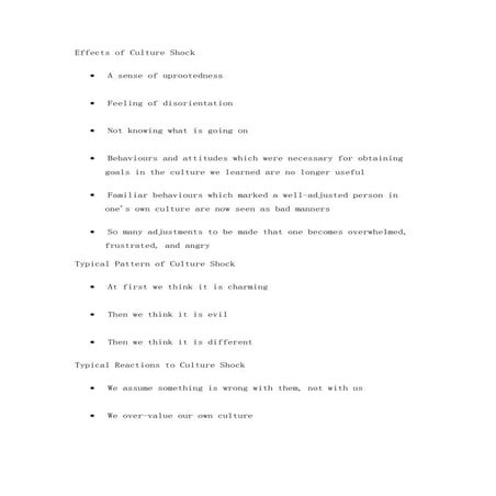 Effects Of Culture Shock