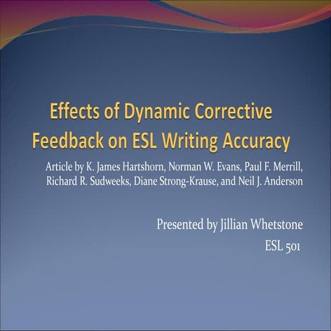 Effects of dynamic corrective feedback on esl writing