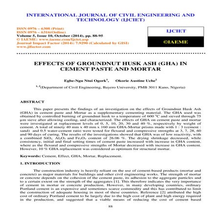 Millet Husk Ash as Partial Replacement of Cement in Sandcrete Block | PDF