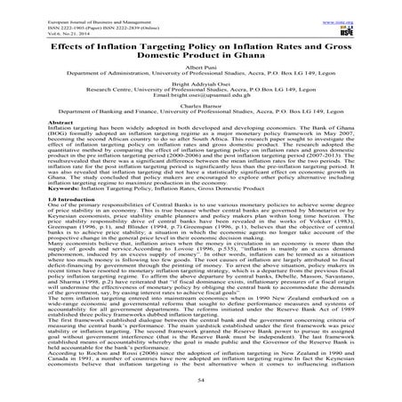 Effects of inflation targeting policy on inflation rates and gross domestic p...