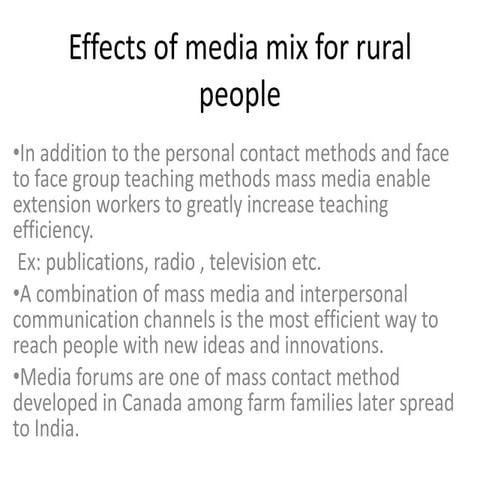 Effects of media mix for rural people