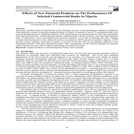 Effects of new financial products on the performance of selected commercial b...