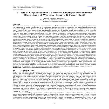 Effects of organizational culture on employee performance | PDF