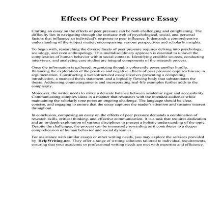 Effects Of Peer Pressure Essay. University of Central Oklahoma
