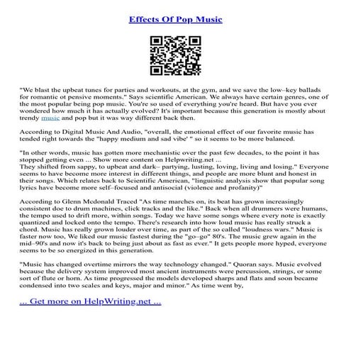 Effects Of Pop Music