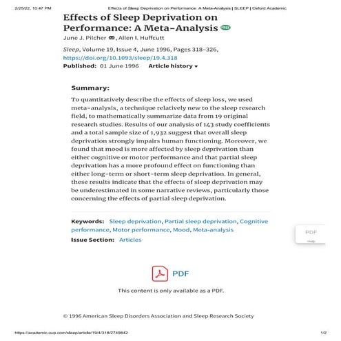 Sleep deprivation impact on cognitive performance | PDF