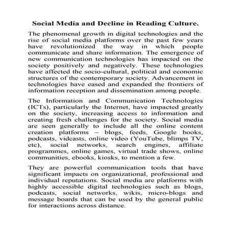 Effects of Social Media on Reading Habits