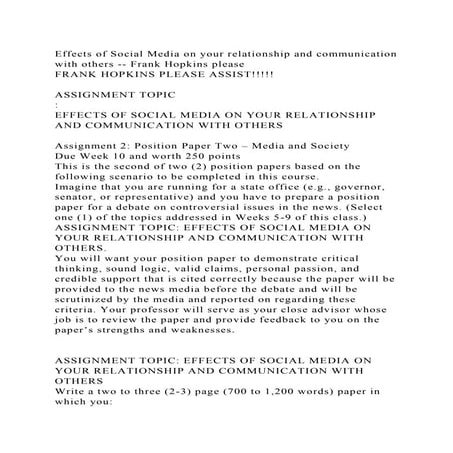 Effects of Social Media on your relationship and communication with .docx