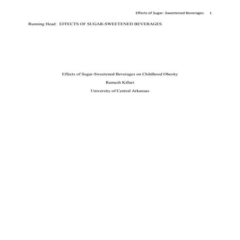 Effects Of Sugar Sweetened Beverages | PDF