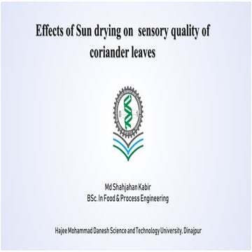 Effects of Sun drying on  sensory quality of coriander leaves.pptx