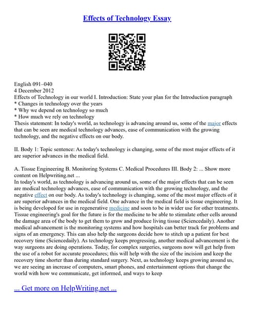 Effects Of Technology Essay