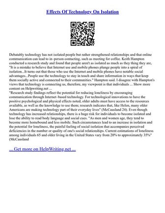 Effects Of Technology On Isolation