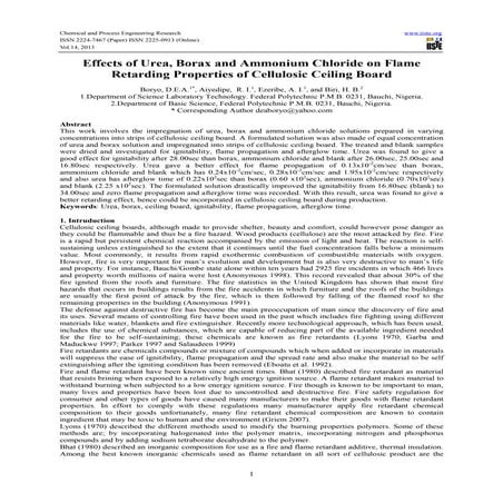 Effects of urea, borax and ammonium chloride on flame retarding properties of...