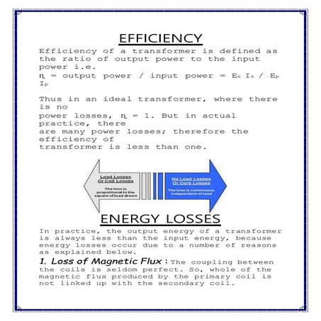Efficiency and energy losses