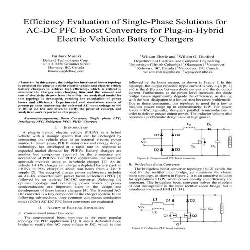 Efficiency evaluation of single phase solutions for ac-dc pfc boost converter...