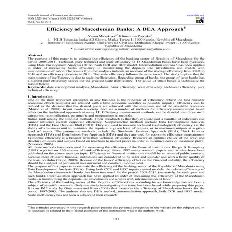 Efficiency of macedonian banks a dea approach