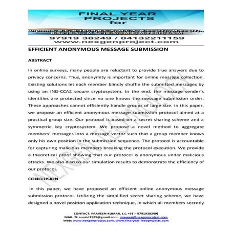 EFFICIENT ANONYMOUS MESSAGE SUBMISSION  