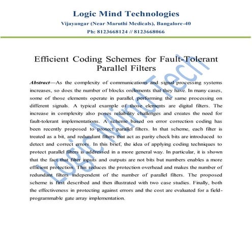Efficient coding schemes for fault tolerant