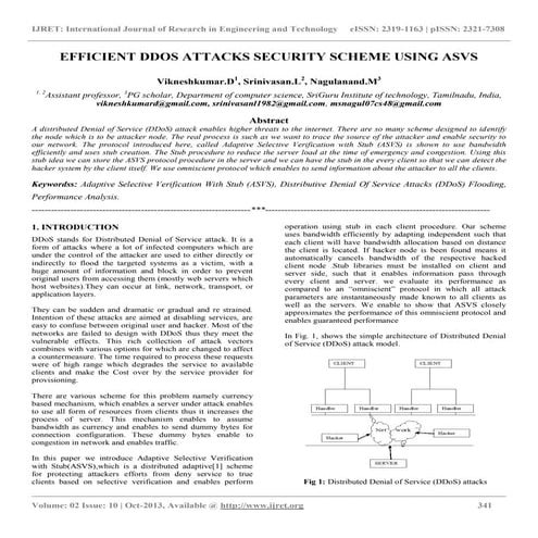 Efficient ddos attacks security scheme using asvs