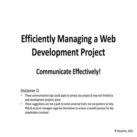 Efficiently managing a web development project