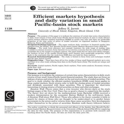 Efficient markets hypothesis