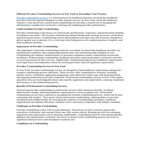 Efficient Provider Credentialing Services in New York to Streamline