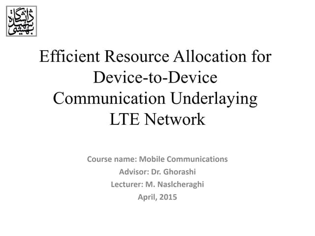Efficient resource allocation for device to-device