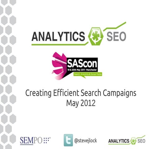 Efficient Search Campaigns SAScon May 2012