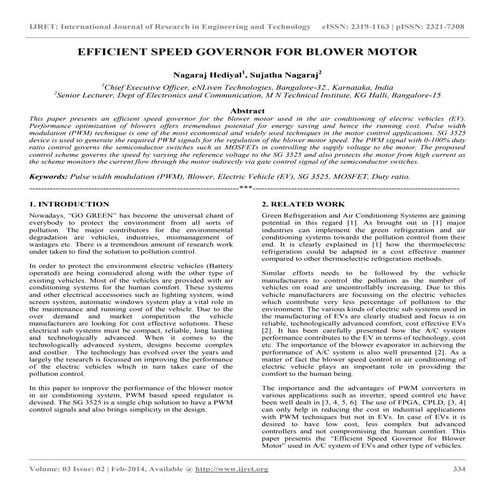 Efficient speed governor for blower motor