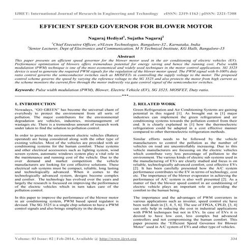 Efficient speed governor for blower motor