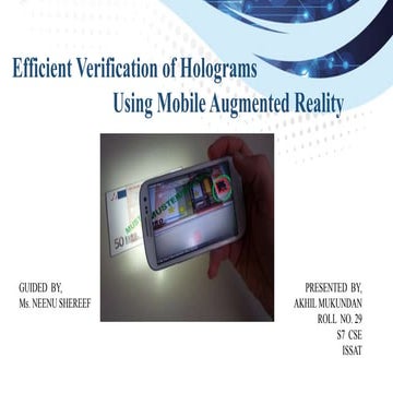 Efficient verification of holograms  using mobile augmente reality