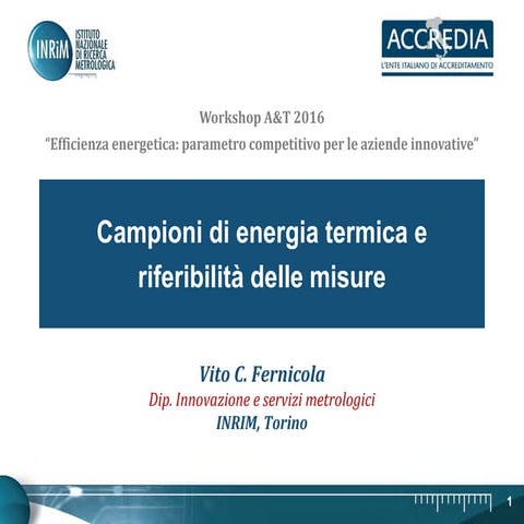 Riferibilità delle misure in termoflussimetria e campioni di energia termica