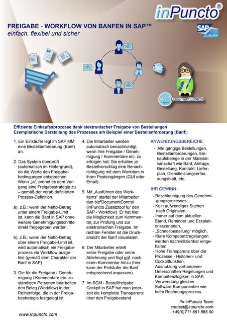 Banf in SAP: elektronische Freigabe - Workflow (exemplarische Darstellung) | PDF