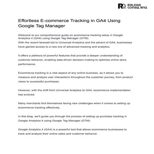 Effortless E-commerce Tracking in GA4 Using Google Tag Manager.pdf