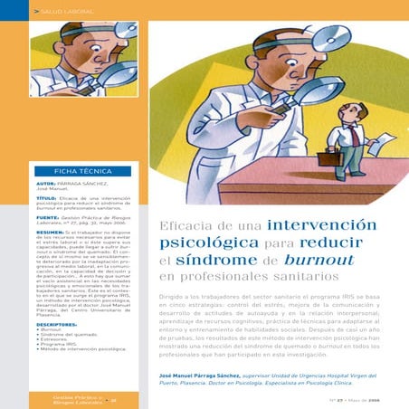 Eficacia para reducir el sindrome de burnout en profesionales sanitarios