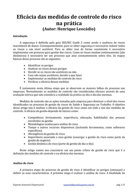 Eficácia das medidas de controle do...