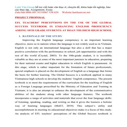 EFL TEACHERS’ PERCEPTIONS ON THE USE OF THE GLOBAL SUCCESS TEXTBOOK IN ENHANC...