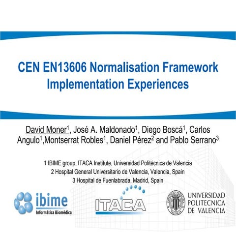 CEN EN13606 Normalisation Framework