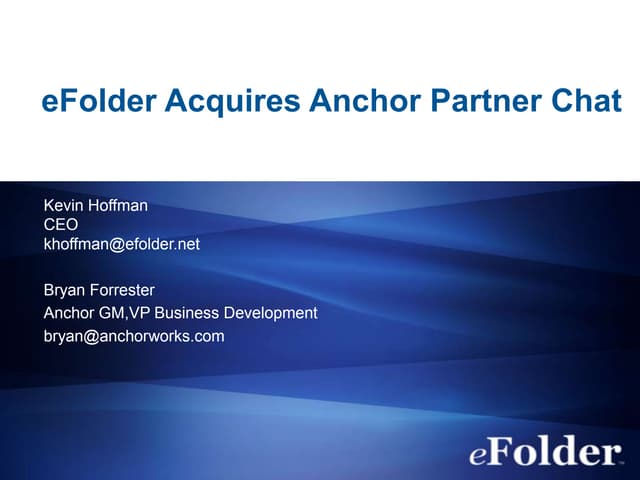 eFolder Acquires Anchor, Partner All Hands Briefing
