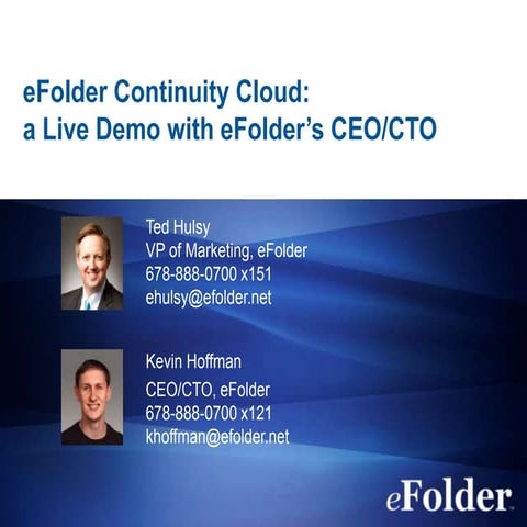 eFolder Webinar, Continuity Cloud Demo