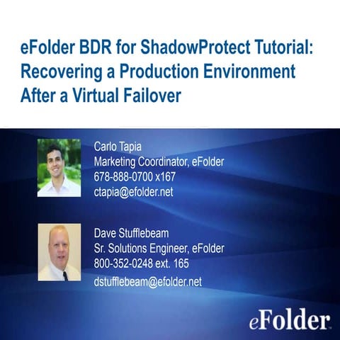 eFolder Expert Series, eFolder BDR for ShadowProtect Tutorial: Recovering a P...