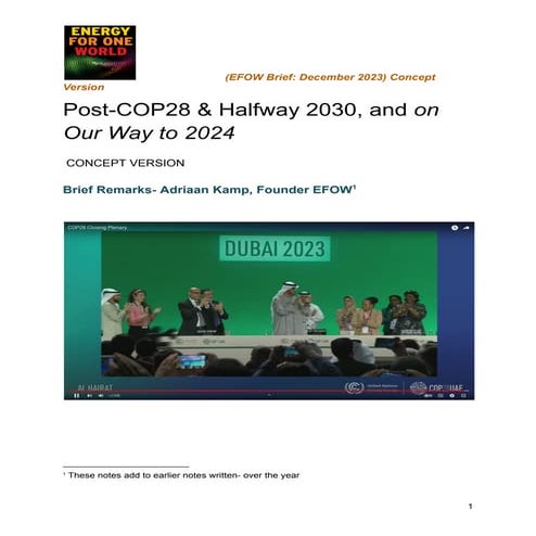 EFOW Brief Remarks : Beyond COP28, Halfway 2030 and on Our Way to 2024 (Conce...